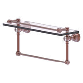  Carolina Crystal Collection 16'' Gallery Glass Shelf with Towel Bar in Antique Copper, 16'' W x 5-9/16'' D x 7-3/8'' H