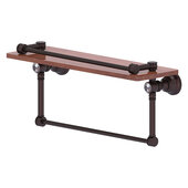  Carolina Crystal Collection 16'' Gallery Wood Shelf with Towel Bar in Antique Bronze, 16'' W x 5-9/16'' D x 7-3/8'' H