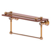  Carolina Crystal Collection 16'' Gallery Wood Shelf with Towel Bar in Brushed Bronze, 16'' W x 5-9/16'' D x 7-3/8'' H