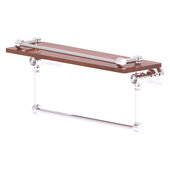  Carolina Crystal Collection 16'' Gallery Wood Shelf with Towel Bar in Polished Chrome, 16'' W x 5-9/16'' D x 7-3/8'' H