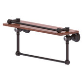  Carolina Crystal Collection 16'' Gallery Wood Shelf with Towel Bar in Venetian Bronze, 16'' W x 5-9/16'' D x 7-3/8'' H