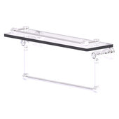  Carolina Crystal Collection 16'' Gallery Glass Shelf with Towel Bar in Polished Chrome, 16'' W x 5-9/16'' D x 7-3/8'' H