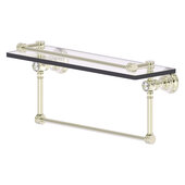  Carolina Crystal Collection 16'' Gallery Glass Shelf with Towel Bar in Polished Nickel, 16'' W x 5-9/16'' D x 7-3/8'' H