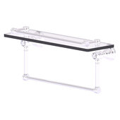  Carolina Crystal Collection 16'' Gallery Glass Shelf with Towel Bar in Satin Chrome, 16'' W x 5-9/16'' D x 7-3/8'' H