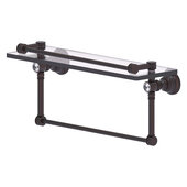  Carolina Crystal Collection 16'' Gallery Glass Shelf with Towel Bar in Venetian Bronze, 16'' W x 5-9/16'' D x 7-3/8'' H