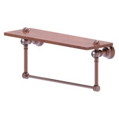  Carolina Crystal Collection 16'' Wood Shelf with Integrated Towel Bar in Antique Copper, 16'' W x 5-9/16'' D x 7'' H