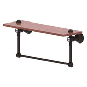  Carolina Crystal Collection 16'' Wood Shelf with Integrated Towel Bar in Oil Rubbed Bronze, 16'' W x 5-9/16'' D x 7'' H