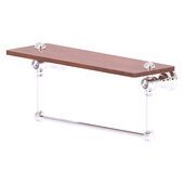  Carolina Crystal Collection 16'' Wood Shelf with Integrated Towel Bar in Polished Chrome, 16'' W x 5-9/16'' D x 7'' H
