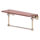  Carolina Crystal Collection 16'' Wood Shelf with Integrated Towel Bar in Antique Pewter, 16'' W x 5-9/16'' D x 7'' H
