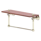  Carolina Crystal Collection 16'' Wood Shelf with Integrated Towel Bar in Polished Nickel, 16'' W x 5-9/16'' D x 7'' H