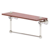  Carolina Crystal Collection 16'' Wood Shelf with Integrated Towel Bar in Satin Nickel, 16'' W x 5-9/16'' D x 7'' H