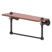  Carolina Crystal Collection 16'' Wood Shelf with Integrated Towel Bar in Venetian Bronze, 16'' W x 5-9/16'' D x 7'' H