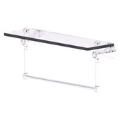  Carolina Crystal Collection 16'' Glass Shelf with Integrated Towel Bar in Polished Chrome, 16'' W x 5-9/16'' D x 7'' H