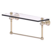  Carolina Crystal Collection 16'' Glass Shelf with Integrated Towel Bar in Antique Pewter, 16'' W x 5-9/16'' D x 7'' H