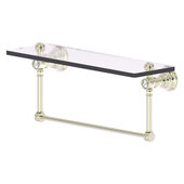  Carolina Crystal Collection 16'' Glass Shelf with Integrated Towel Bar in Polished Nickel, 16'' W x 5-9/16'' D x 7'' H