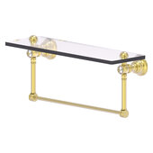  Carolina Crystal Collection 16'' Glass Shelf with Integrated Towel Bar in Satin Brass, 16'' W x 5-9/16'' D x 7'' H