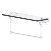 Carolina Crystal Collection 16'' Glass Shelf with Integrated Towel Bar in Satin Chrome, 16'' W x 5-9/16'' D x 7'' H