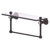  Carolina Crystal Collection 16'' Glass Shelf with Integrated Towel Bar in Venetian Bronze, 16'' W x 5-9/16'' D x 7'' H