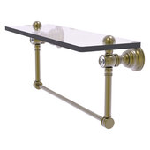  Carolina Crystal Collection 22'' Glass Shelf with Integrated Towel Bar in Antique Brass, 22'' W x 5-9/16'' D x 7'' H