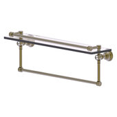  Carolina Crystal Collection 22'' Gallery Glass Shelf with Towel Bar in Antique Brass, 22'' W x 5-9/16'' D x 7-3/8'' H