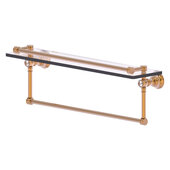  Carolina Crystal Collection 22'' Gallery Glass Shelf with Towel Bar in Brushed Bronze, 22'' W x 5-9/16'' D x 7-3/8'' H