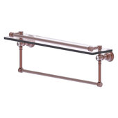  Carolina Crystal Collection 22'' Gallery Glass Shelf with Towel Bar in Antique Copper, 22'' W x 5-9/16'' D x 7-3/8'' H