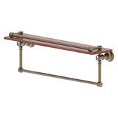  Carolina Crystal Collection 22'' Gallery Wood Shelf with Towel Bar in Antique Brass, 22'' W x 5-9/16'' D x 7-3/8'' H