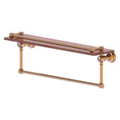  Carolina Crystal Collection 22'' Gallery Wood Shelf with Towel Bar in Brushed Bronze, 22'' W x 5-9/16'' D x 7-3/8'' H