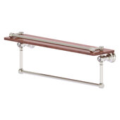 Carolina Crystal Collection 22'' Gallery Wood Shelf with Towel Bar in Satin Nickel, 22'' W x 5-9/16'' D x 7-3/8'' H