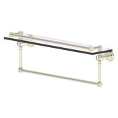  Carolina Crystal Collection 22'' Gallery Glass Shelf with Towel Bar in Polished Nickel, 22'' W x 5-9/16'' D x 7-3/8'' H