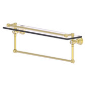  Carolina Crystal Collection 22'' Gallery Glass Shelf with Towel Bar in Satin Brass, 22'' W x 5-9/16'' D x 7-3/8'' H