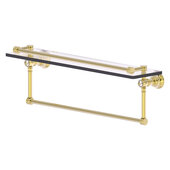  Carolina Crystal Collection 22'' Gallery Glass Shelf with Towel Bar in Unlacquered Brass, 22'' W x 5-9/16'' D x 7-3/8'' H