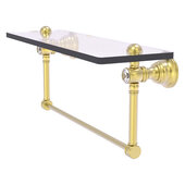  Carolina Crystal Collection 22'' Glass Shelf with Integrated Towel Bar in Satin Brass, 22'' W x 5-9/16'' D x 7'' H