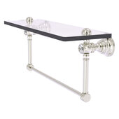  Carolina Crystal Collection 22'' Glass Shelf with Integrated Towel Bar in Satin Nickel, 22'' W x 5-9/16'' D x 7'' H