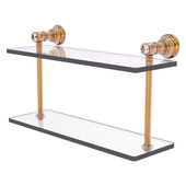  Carolina Crystal Collection 16'' Two Tiered Glass Shelf in Brushed Bronze, 16'' W x 5-5/8'' D x 9-3/16'' H
