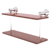  Carolina Crystal Collection 16'' Two Tiered Wood Shelf in Polished Chrome, 16'' W x 5-5/8'' D x 9-3/16'' H