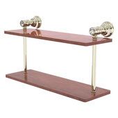  Carolina Crystal Collection 16'' Two Tiered Wood Shelf in Polished Nickel, 16'' W x 5-5/8'' D x 9-3/16'' H