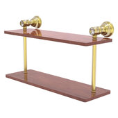  Carolina Crystal Collection 16'' Two Tiered Wood Shelf in Satin Brass, 16'' W x 5-5/8'' D x 9-3/16'' H