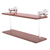  Carolina Crystal Collection 16'' Two Tiered Wood Shelf in Satin Chrome, 16'' W x 5-5/8'' D x 9-3/16'' H