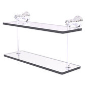  Carolina Crystal Collection 16'' Two Tiered Glass Shelf in Polished Chrome, 16'' W x 5-5/8'' D x 9-3/16'' H