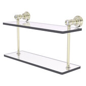  Carolina Crystal Collection 16'' Two Tiered Glass Shelf in Polished Nickel, 16'' W x 5-5/8'' D x 9-3/16'' H