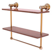  Carolina Crystal Collection 16'' Double Wood Shelf with Towel Bar in Brushed Bronze, 16'' W x 5-9/16'' D x 9-1/2'' H