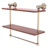  Carolina Crystal Collection 16'' Double Wood Shelf with Towel Bar in Antique Pewter, 16'' W x 5-9/16'' D x 9-1/2'' H