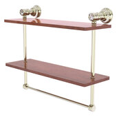  Carolina Crystal Collection 16'' Double Wood Shelf with Towel Bar in Polished Nickel, 16'' W x 5-9/16'' D x 9-1/2'' H