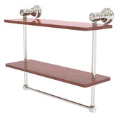  Carolina Crystal Collection 16'' Double Wood Shelf with Towel Bar in Satin Nickel, 16'' W x 5-9/16'' D x 9-1/2'' H