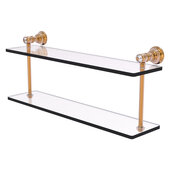  Carolina Crystal Collection 22'' Two Tiered Glass Shelf in Brushed Bronze, 22'' W x 5-5/8'' D x 9-3/16'' H