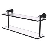  Carolina Crystal Collection 22'' Two Tiered Glass Shelf in Matte Black, 22'' W x 5-5/8'' D x 9-3/16'' H
