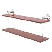  Carolina Crystal Collection 22'' Two Tiered Wood Shelf in Polished Chrome, 22'' W x 5-5/8'' D x 9-3/16'' H