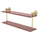  Carolina Crystal Collection 22'' Two Tiered Wood Shelf in Satin Brass, 22'' W x 5-5/8'' D x 9-3/16'' H