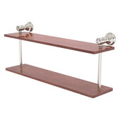  Carolina Crystal Collection 22'' Two Tiered Wood Shelf in Satin Nickel, 22'' W x 5-5/8'' D x 9-3/16'' H